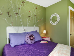 Green And Purple In The Bedroom Interior