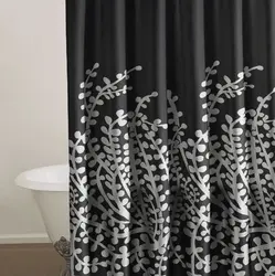 Black curtain for the bathroom in the interior