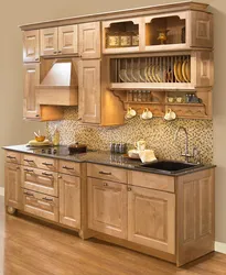 Wooden cabinet in the kitchen interior