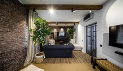 Beams in the living room interior on the wall