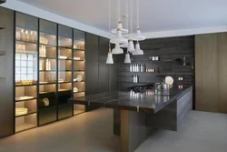 Metal and glass in the kitchen interior