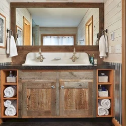 Wood cabinet in the bathroom interior