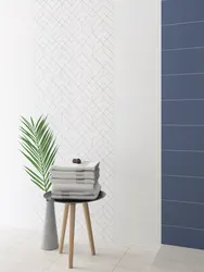 Blue chevron tiles in the bathroom interior