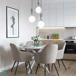 Table and chairs in the interior of the kitchen living room