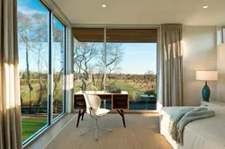 Bedroom design with stained glass windows