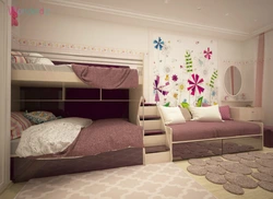 Дизайн спальни для 3 девочек