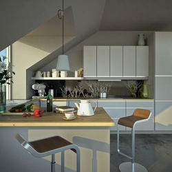 Кухня гостиная в мансарде дизайн