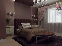 Дызайн спальні з кававымі шпалерамі