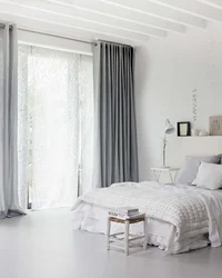 Curtain Design For Gray And White Bedroom