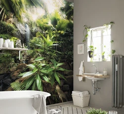 Дизайн ванной с картинками на стене
