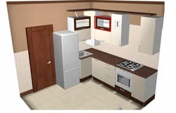 Kitchen with boiler and balcony design