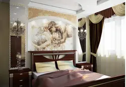 Bedroom design with a painting on the entire wall