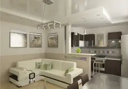 Дизайн комнаты студии с кухней в доме