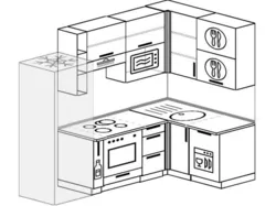 Дизайн угловой кухни с холодильником и микроволновкой