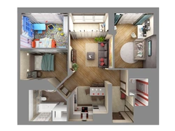 Design Of A Three-Room Apartment With Two Balconies