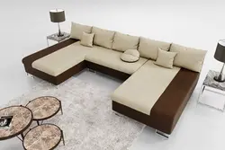 U shaped sofa with sleeping place photo