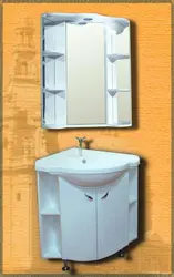 Угловая раковина с зеркалом для ванной фото
