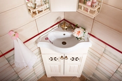 Corner sink with mirror for bathroom photo