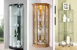 Corner glass display cases for the living room photo