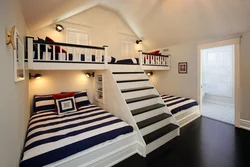 Bedroom with stairs photo