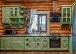 Wooden kitchen painted photo