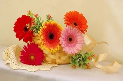 Kitchen with gerberas photo