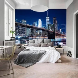 Bedroom wallpaper city photo