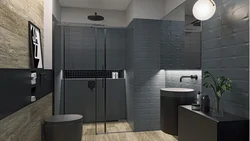 Bathroom design graphite and wood