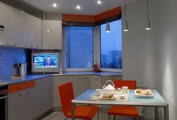 Kitchen design with TV on the window