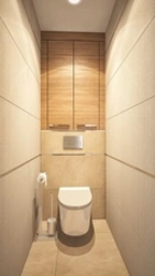 Bathroom design with installation and wardrobe