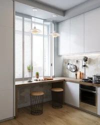 Kitchen design by the window in the studio