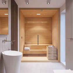 Дизайн ванны с сауной в доме