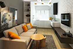 Дизайн кухни в однокомнатной квартире с диваном