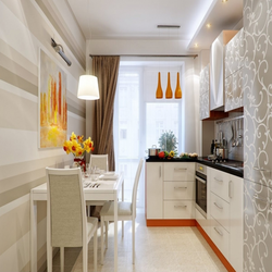 Kitchen design with balcony door and sofa