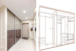 Wardrobe design for the hallway with a 2 meter mirror