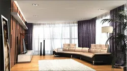 Living room design with window and balcony on different walls