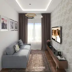 Design of a guest room in an apartment with a sofa