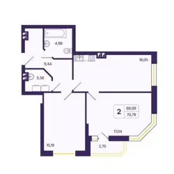 Дизайн квартиры 52 кв м 2 комнаты