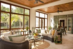 Living room interior in veranda style