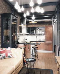 Loft Kitchen Design With Sofa