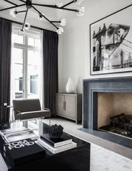 Gray Living Room Design With Fireplace