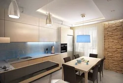 Apartment design kitchen in the center