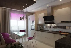 Apartment design kitchen in the center