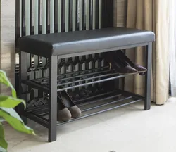 Shoe rack in the hallway with a seat, photos of your own