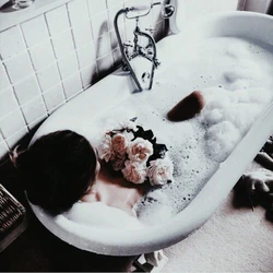 In the bathtub with steam photo