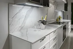 White kitchen apron marble photo