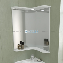 Photo of a bathtub with a corner mirror