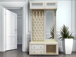 Hallway closet with ottoman photo