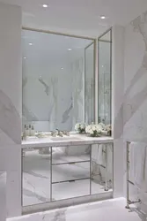 Bathtub with mirror wall photo