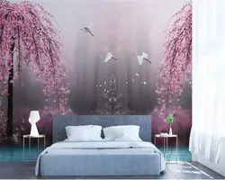 Yataq otağının interyerindəki sakura fotoşəkili